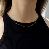 14K Solid Gold Space Ball Chain Necklace BlackSugar-Best Online Jewelry Shop Located West Los Angeles